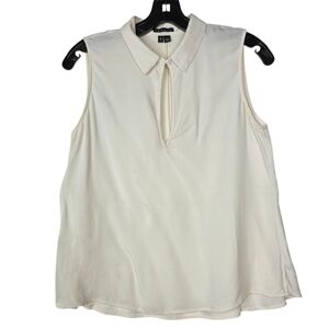 Theory  keyhole front silk collared sleevesless Blouse
